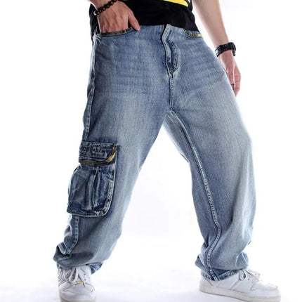 Men'S Baggy Jeans Hip Hop Loose Fit 90S Vintage Cargo Fashion Dance Skater Skateboard Pants