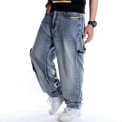 Men'S Baggy Jeans Hip Hop Loose Fit 90S Vintage Cargo Fashion Dance Skater Skateboard Pants