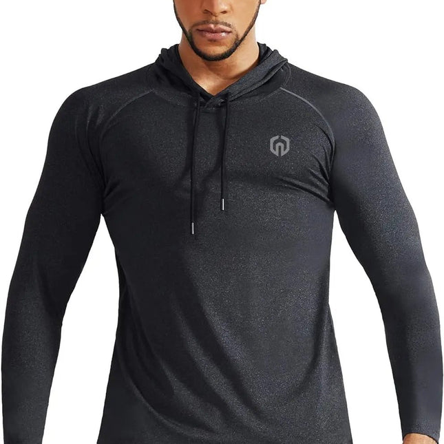 Men'S Dry Fit Athletic Shirt Workout Running Long Sleeve Shirts with Hoods