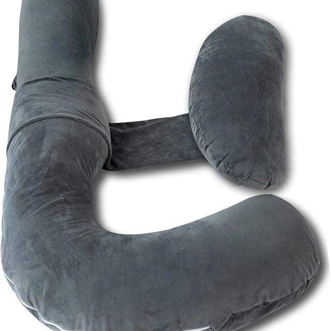 Pregnancy Pillows, U Shaped Pregnant Pillows for Sleeping, Maternity Full Body Support Pillow with Removable Velvet Cover, Gray