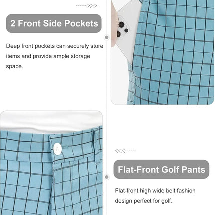 Men's Lightweight Stretch Golf Pants - Straight Relaxed Fit, Flat Front Design