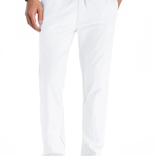 Men'S Cotton Linen Pants Elastic Waist Drawstring Casual Trouser Lightweight Straight-Legs Loose Beach Yoga Pants Pure White-Us 32