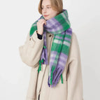 Purple/White/Green plaid / One Size