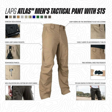 LAPG Men's Atlas Stretch Tactical Cargo Pants - Durable and Lightweight Ripstop Work and Hiking Pants