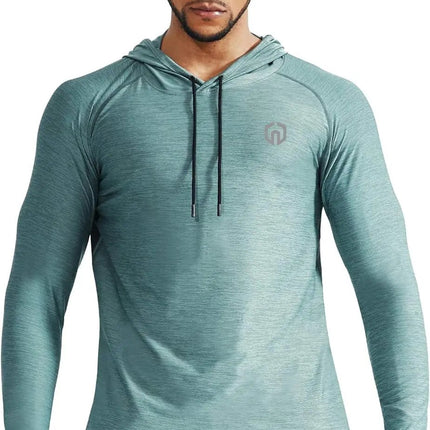 Men'S Dry Fit Athletic Shirt Workout Running Long Sleeve Shirts with Hoods