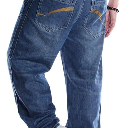 Men'S Baggy Hip Hop Denim Jeans Loose Fit Vintage Skateboard Skater Dance Pants