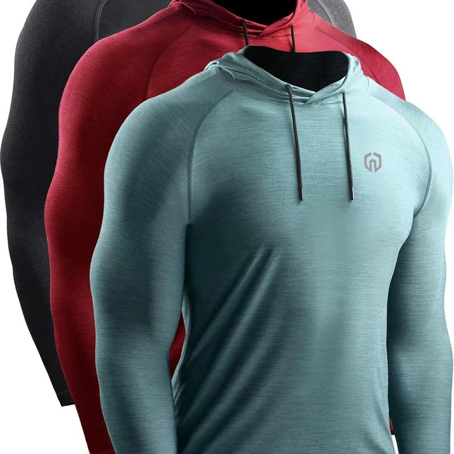 Men'S Dry Fit Athletic Shirt Workout Running Long Sleeve Shirts with Hoods