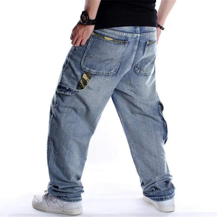 Men'S Baggy Jeans Hip Hop Loose Fit 90S Vintage Cargo Fashion Dance Skater Skateboard Pants