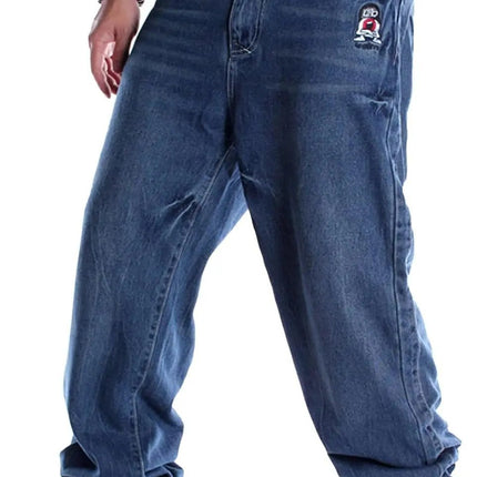 Men'S Baggy Hip Hop Denim Jeans Loose Fit Vintage Skateboard Skater Dance Pants