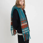 Blue/Orange/White plaid / One Size
